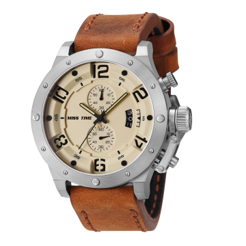 custom make leather wrist quartz watch