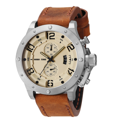 back stainless steel soft genuine leather strap quartz watch