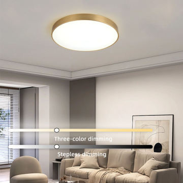 Golden Brass Acrylic LED Ceiling Light for Bedroom and Living Room