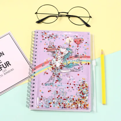 Children's Creative Cartoon Quicksand Sequins Shiny Girl Notebook