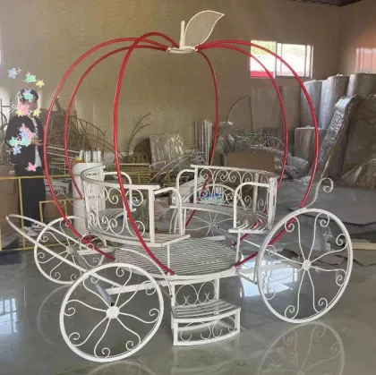 Royal Pumpkin Themed Customizable Large White Cinderella Carriage Horse Cart for Weddings and Parties