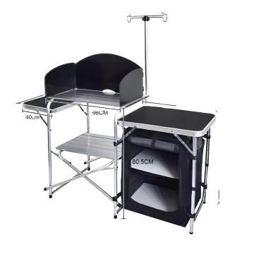 Folding Aluminum Kitchen Table with Cloth Cabinet - Multifunctional Outdoor Gear