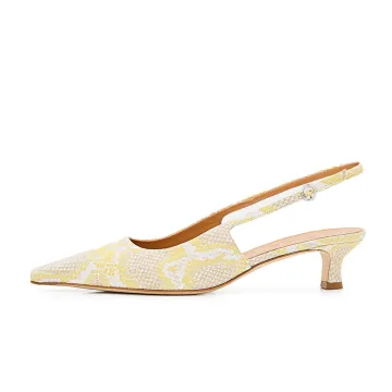Yellow pointed-toe stiletto mule shoes