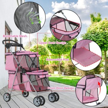 Pet Stroller for 2 Dogs Cats Pet