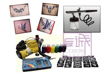 Temporary Body Art Glitter Tattoo Kit With Mini Air Compressor