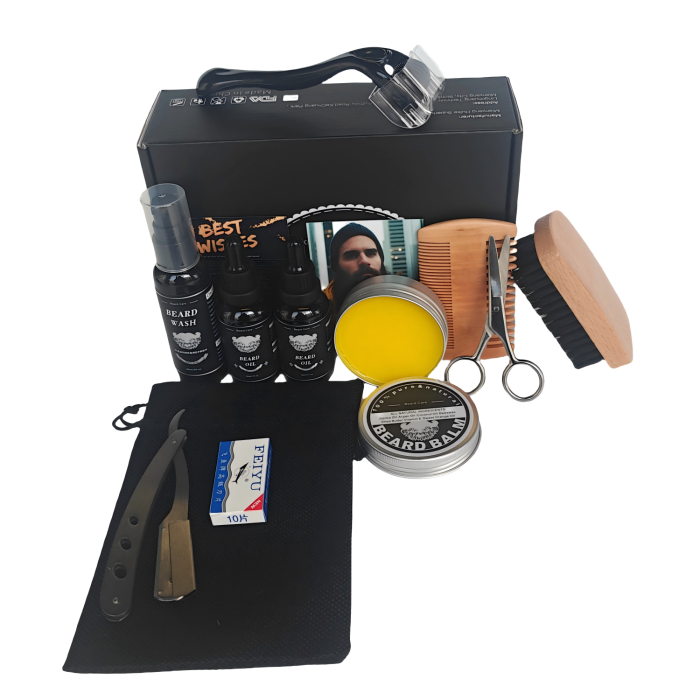 Set de 11 piezas al mejor kit de aceite de barba y bálsamo