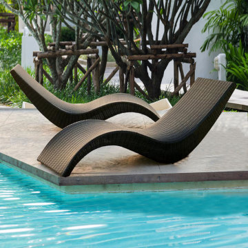 Outdoor Rattan S-Lounger for Garden, Balcony, Patio, and Beach
