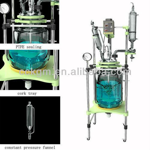 double layers glass chemical reactors agitated