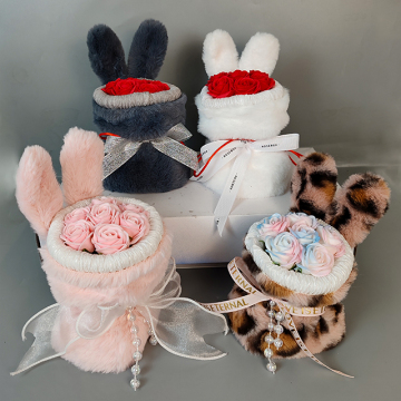 Rabbit Ear Rose Bouquet Gift for Girlfriend - Finished, Packed in Box, Multiple Occasions