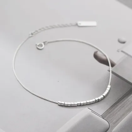 Silver 925 Beaded Foot Anklet for Women