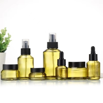 Customized Frosted Transparent Amber Glass Cosmetic Jars for Creams (15g/30g/50g) with Lid