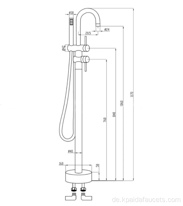 Moderner Boden stehend Badewanne Wasserhahn