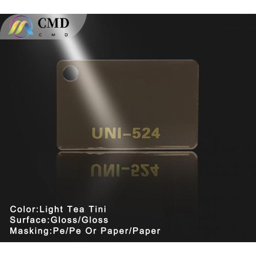Acrylique coulé Light Tea Tint 3 mm d&#39;épaisseur 100% translucide