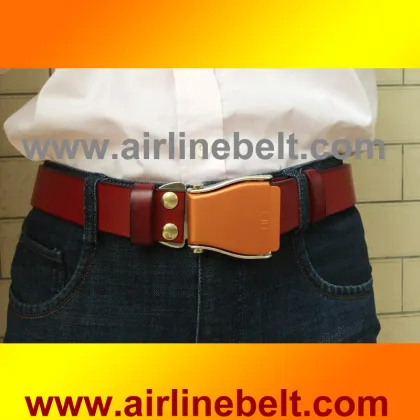 Top grade airplane buckle leather belt