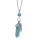 Turquoise Feather Hexagonal Prism Pendant Necklace
