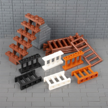 City House Parts Building Blocks Fence Rail Enclosure Barrier Garden Ladder Stair Assemble Bricks DIY Toys Children Friends C056