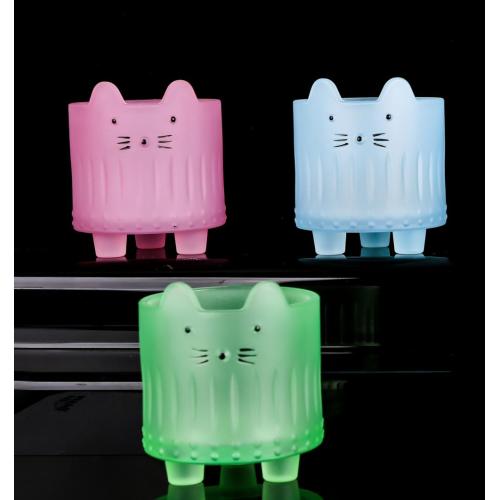 Cute cat fact shaped glass candle jar for sale
