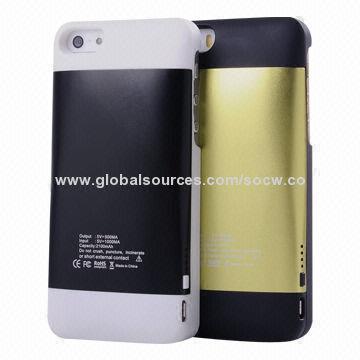 Power Bank Cases for iPhone 5/5s/5c, with Capacity of 2,100mAh and Good Quality, 5V Input Voltage