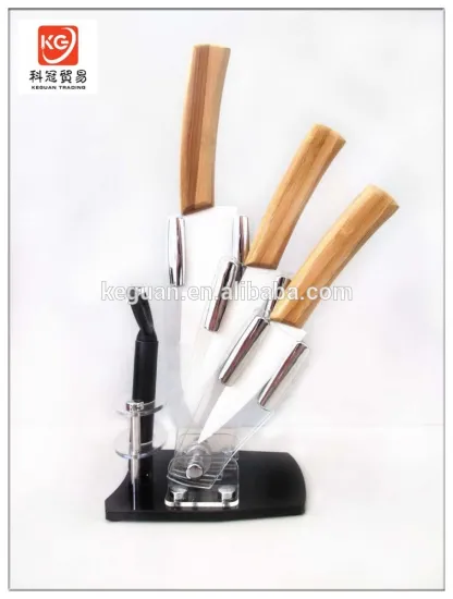 CT-75 good quality wooden handle ceramic knife set