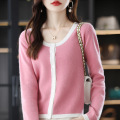 Argyle flower turtleneck temperament sweater