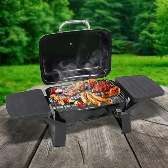 2000W Smokeless Indoor Electric Bbq Grill Outdoor Portable table top Electric Barbecue Grill With Two Side Table