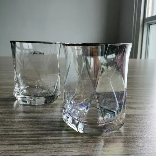 Clear Irregular Tumbler Glass With Gold Rim