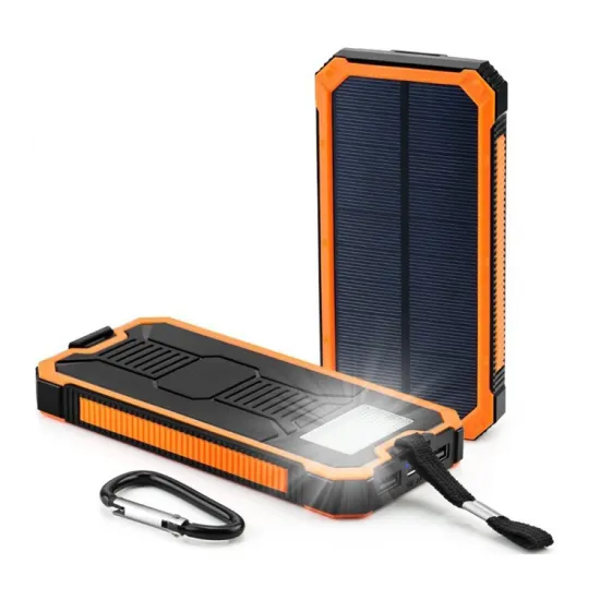 OEM Portable mobile charger 12000MAH solar power bank with camping light for outdoor