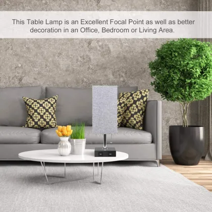 Modern Nordic Simple Fabric Table Lamp with USB Interface