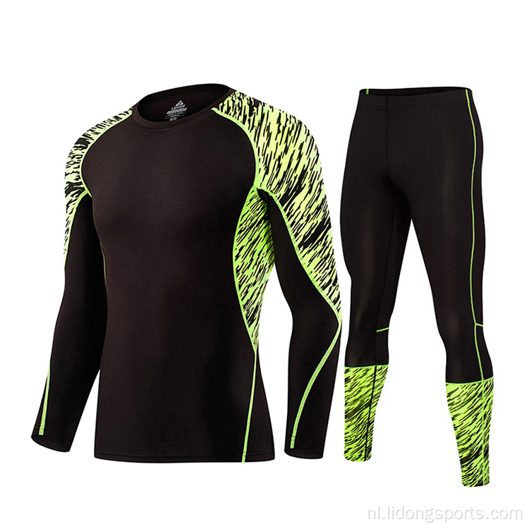 Polyester spandex lange mouw tweedelig sportschoolkleding