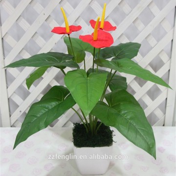 Professional Red Artificial Anthurium High Quality Artificial Plant Supplier