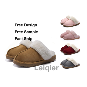Custom Logo Memory Foam Slippers - Fluffy Shoes for Women (Winter Warm Indoor/Outdoor Home Shoes)