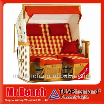 2 seated folding wooden strandkorb