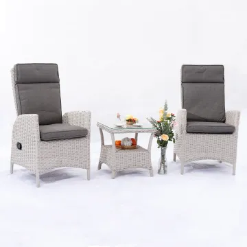 MIA Adjustable Rattan Grey Outdoor Bistro Patio Furniture Set