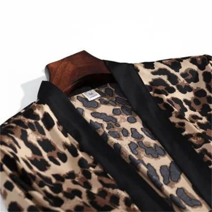 ODM OEM Manufacturer Private Label Leopard Printed Satin Pajama Sets