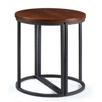 Classic Metal Leg Round Restaurant WoodTop Coffee Tables