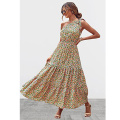 Vestido floral de verão feminino Um ombro