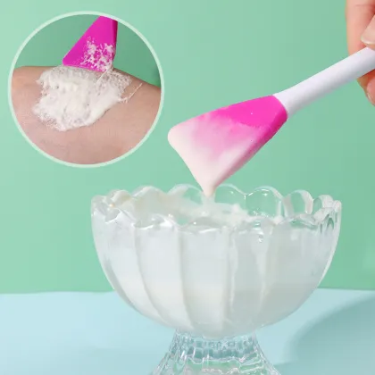 Double Head Facial Mask Brush Silicone Mask Spoon for Women - Face Cleansing Care Home Makeup Tool