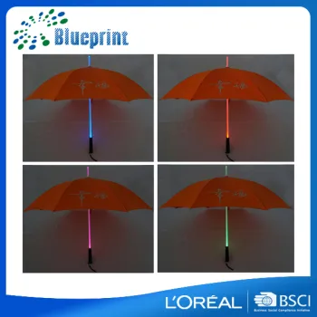 Magic 7 color changing shaft branded led umbrella with light