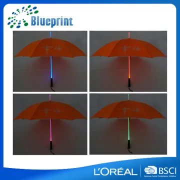 Magic 7 color changing shaft branded led umbrella with light