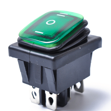 BAJUTU Waterproof Rocker Switch Green Led Lighting Rectangular Opening And Closing 6-Pin 12V Weatherproof Lighting Switch