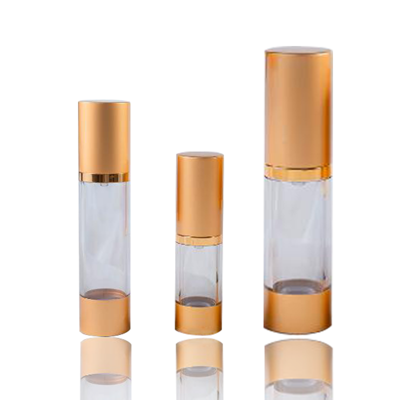 luxury plating gold lid plastic frosted airless bottle