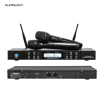 R-0340 UHF IR Microfono wireless a 2 canali portatile per karaoke/matrimonio/chiesa/canto