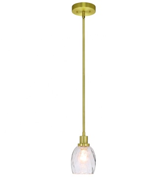 Adjustable Modern Clear Glass Satin Brass Finish E26 Pendant Light