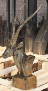 Garden decorated cast iron stag head