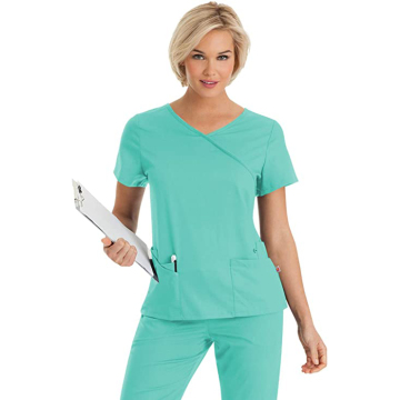 Women's Silky Soft Stretch Crossover Scrub Top with Shaped Waistline