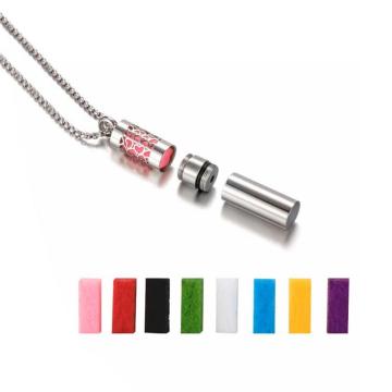 Cylindrical Stainless Steel Aromatherapy Necklace