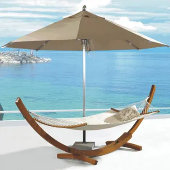 Outdoor beach Wood Swing With Umbrella
