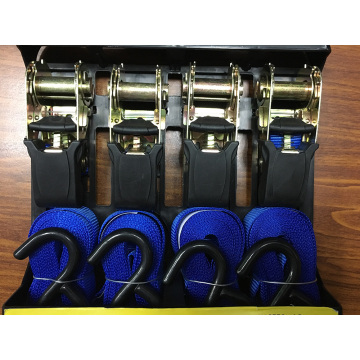 25mm Packaged Ratchet Tie Down Blue Lashing Strap with 680KGS