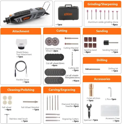 Dremel Bit Set: Comprehensive Power Tools for Wood, Metal Polishing, Engraving & DIY Crafts
