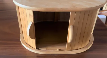 Unique Bamboo Bread Box with Two-way Doors - High Quality New Design